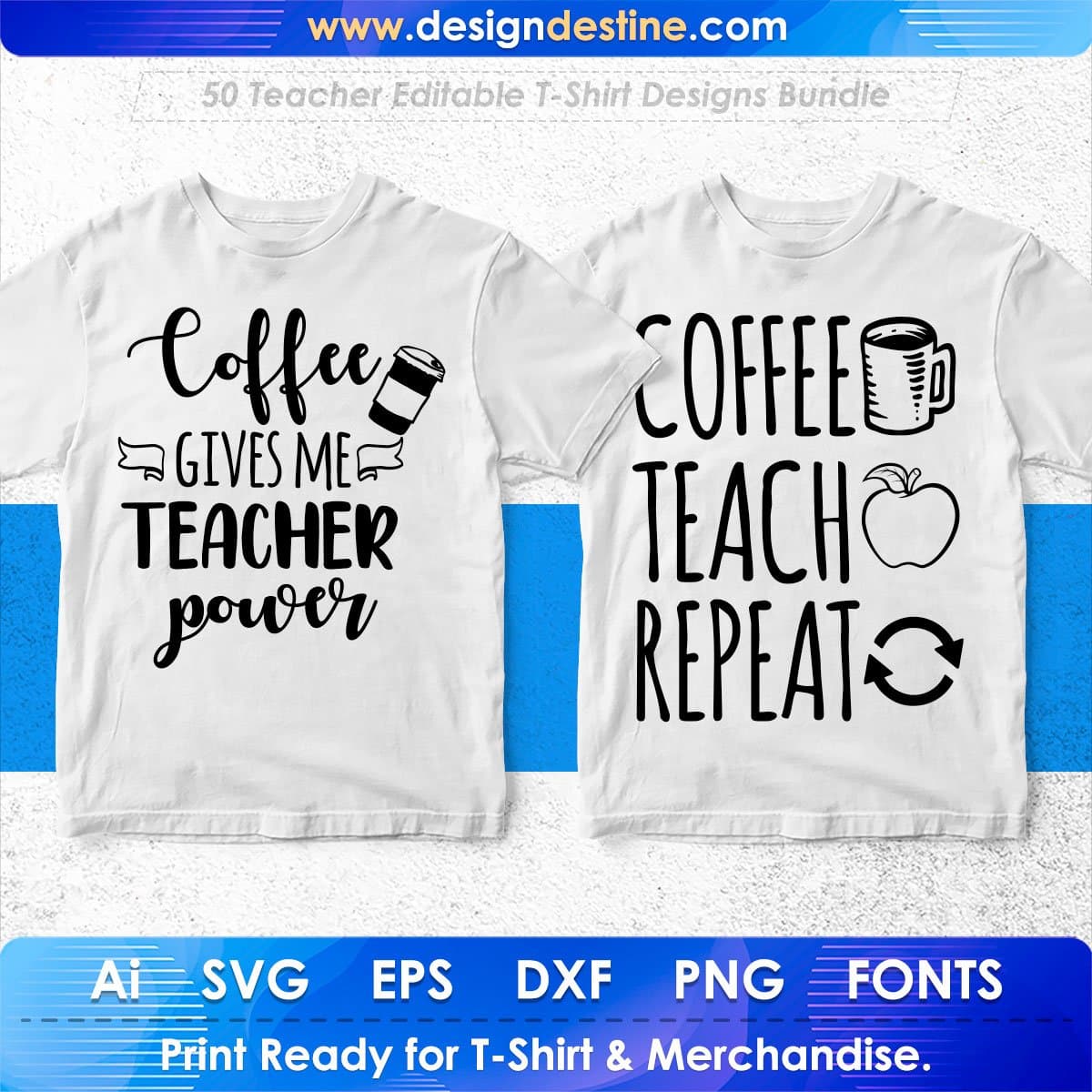 Teacher 50 Editable T-shirt Designs Bundle Part 1