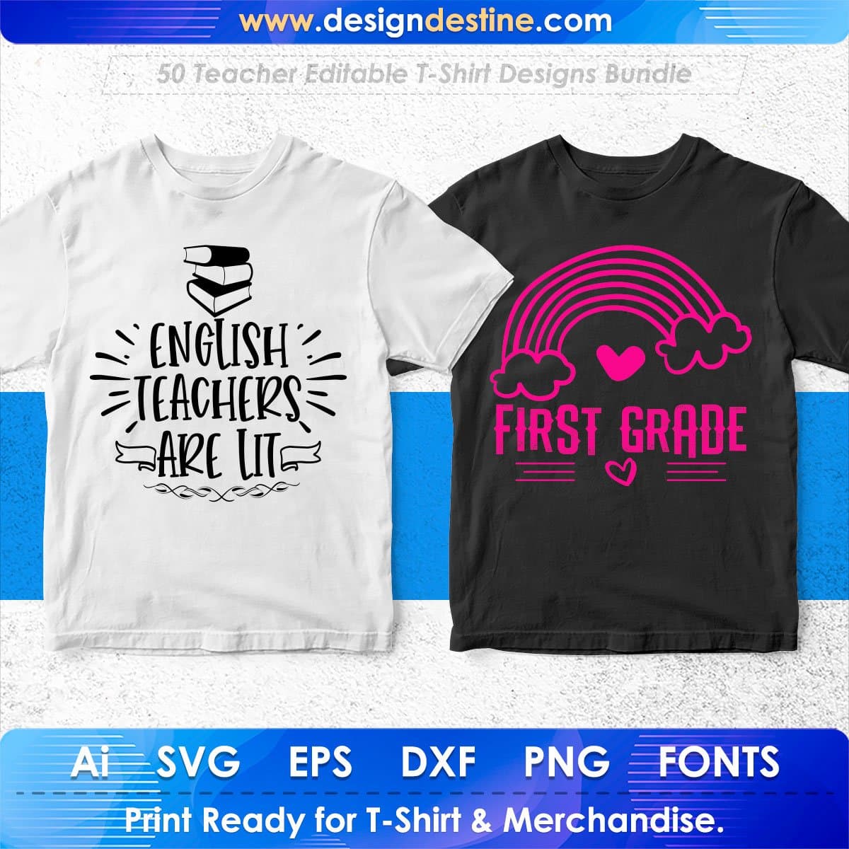 Teacher 50 Editable T-shirt Designs Bundle Part 1