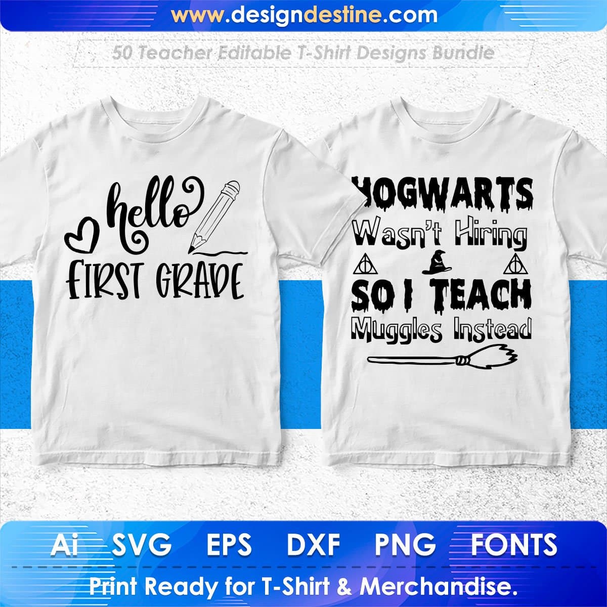 Teacher 50 Editable T-shirt Designs Bundle Part 1