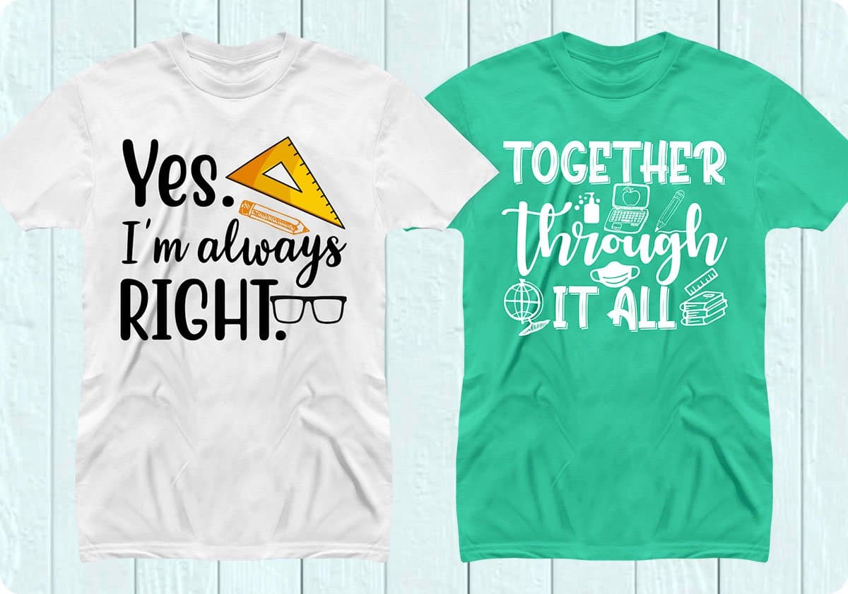 Teacher 50 Editable T-shirt Designs Bundle Part 2