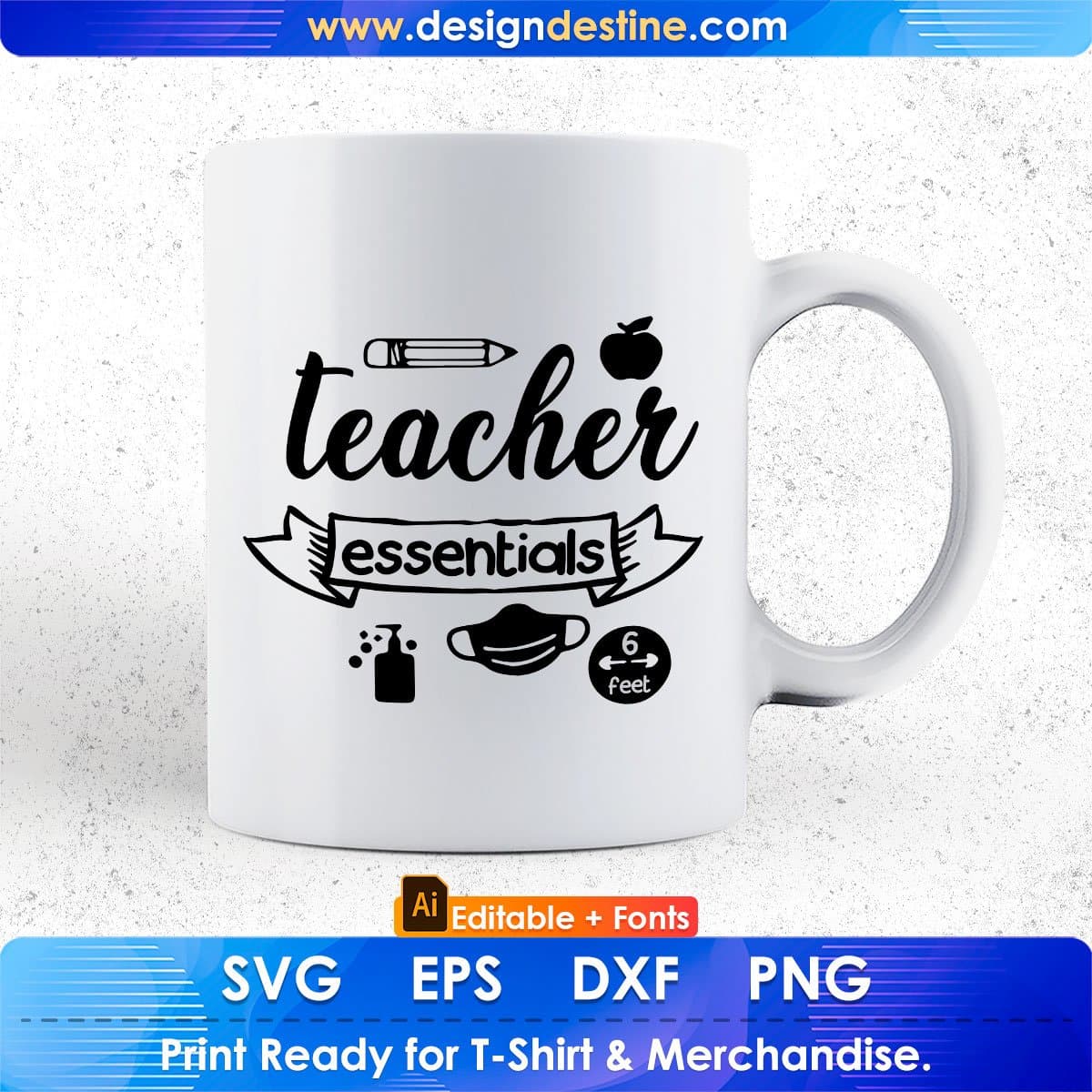 Teacher Essentials Teacher's Day Editable T shirt Design In Ai Svg Png Cutting Printable Files