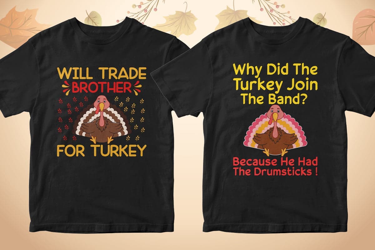 Thanksgiving 50 Editable T-shirt Designs Bundle Part 1