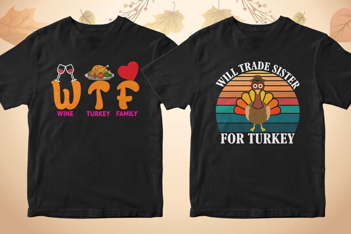 Thanksgiving 50 Editable T-shirt Designs Bundle Part 1