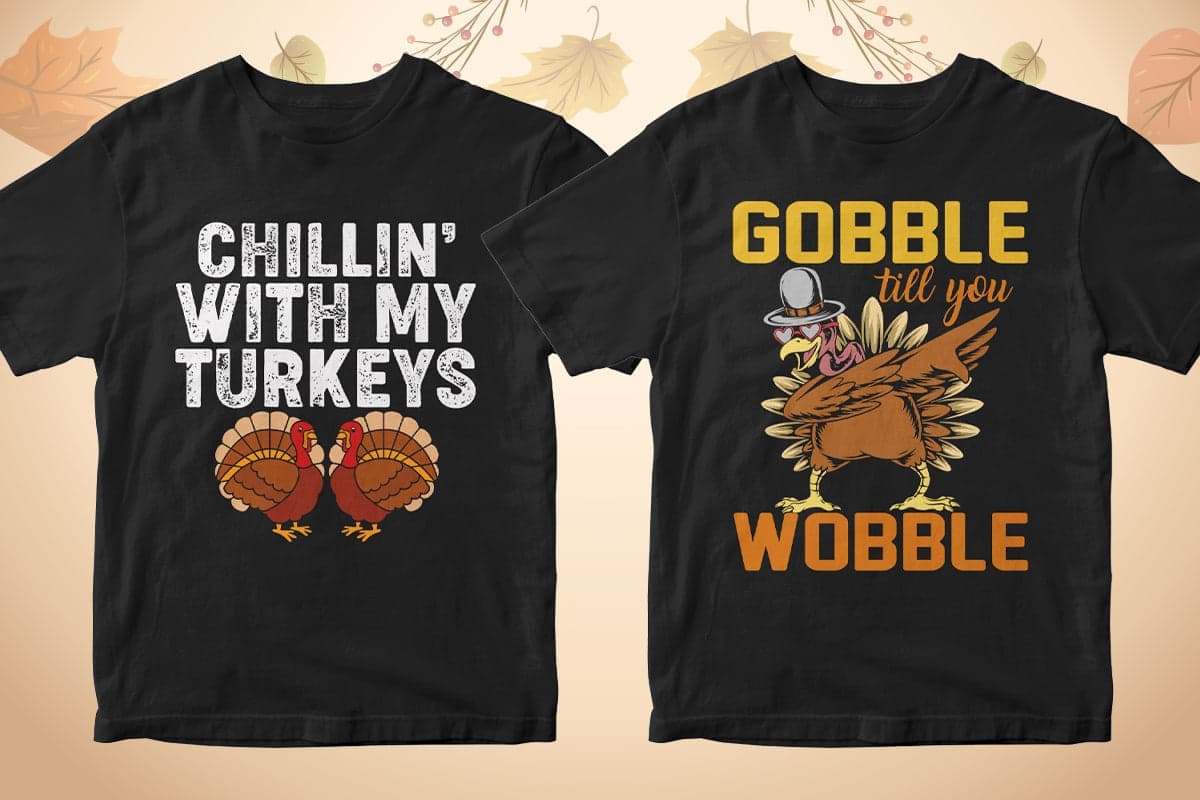 Thanksgiving 50 Editable T-shirt Designs Bundle Part 1