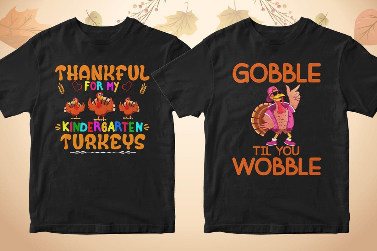 Thanksgiving 50 Editable T-shirt Designs Bundle Part 1