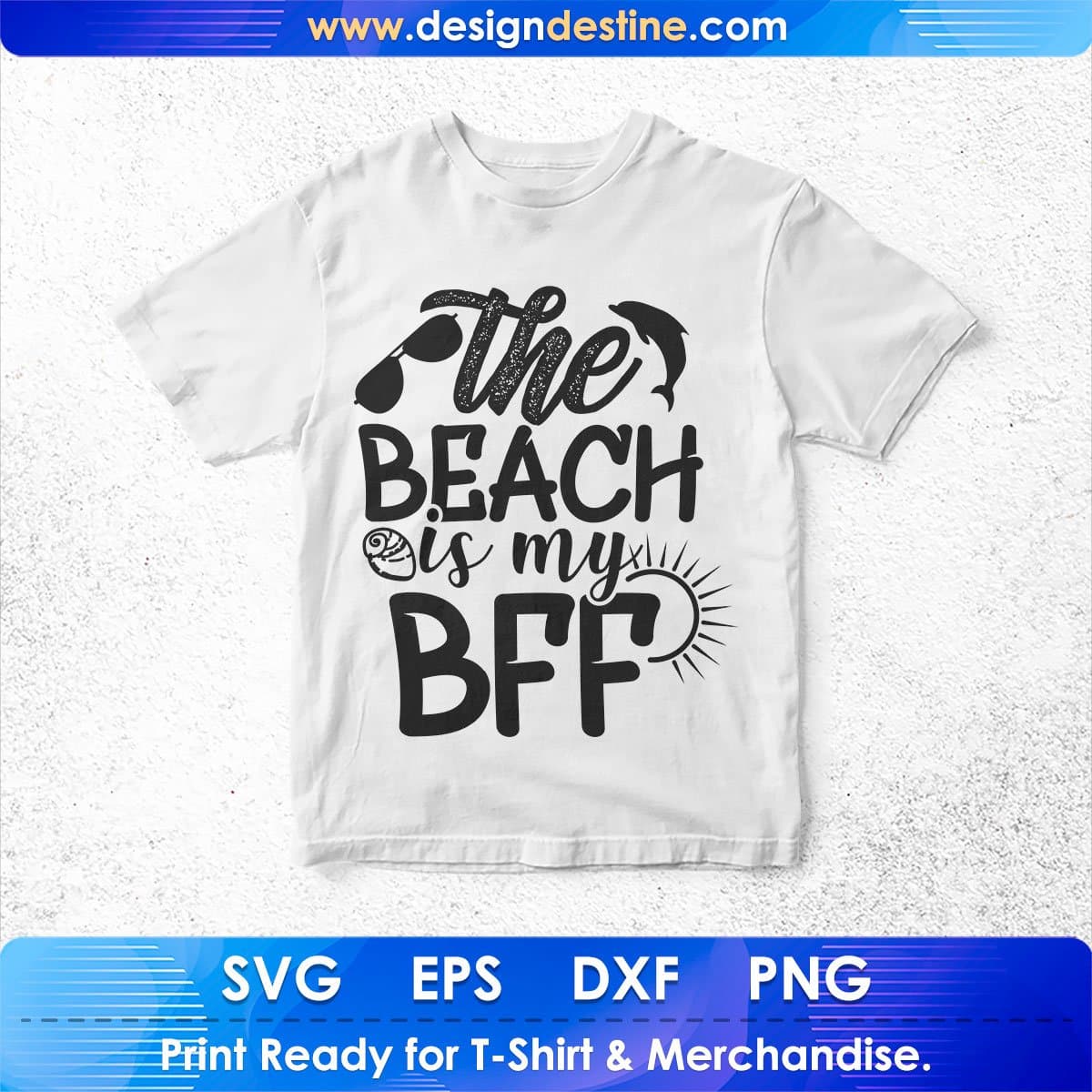 The Beach Is My Happy BFF Summer Beach T shirt Design In Png Svg Cutting Printable Files