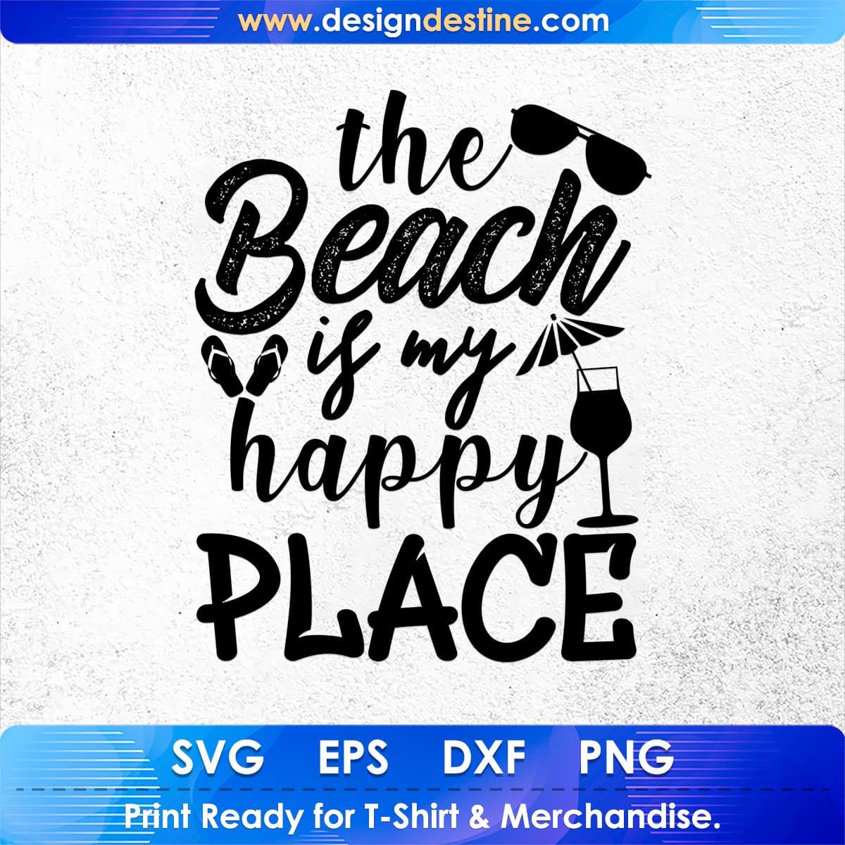 The Beach Is My Happy Place Summer Beach T shirt Design In Png Svg Cutting Printable Files