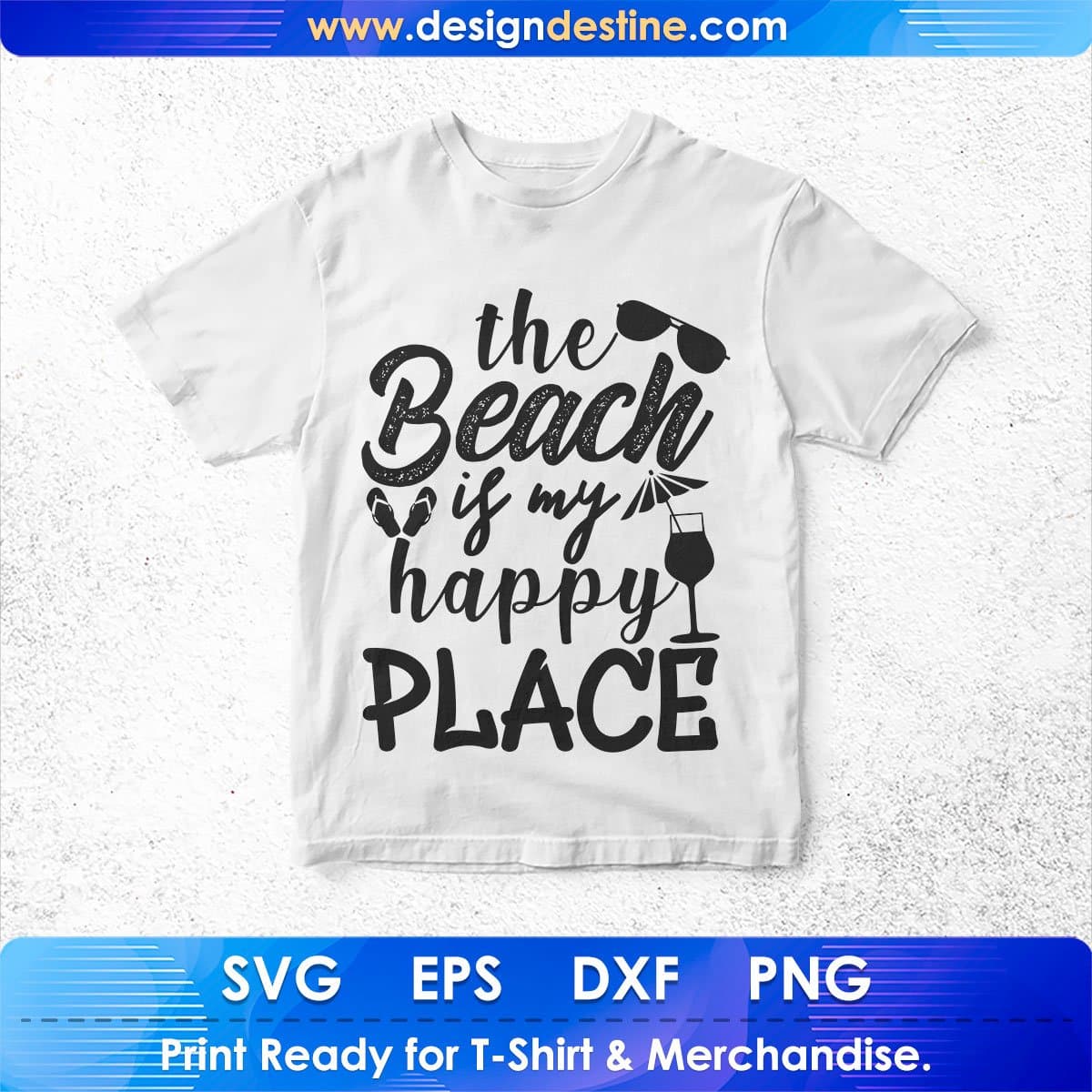 The Beach Is My Happy Place Summer Beach T shirt Design In Png Svg Cutting Printable Files