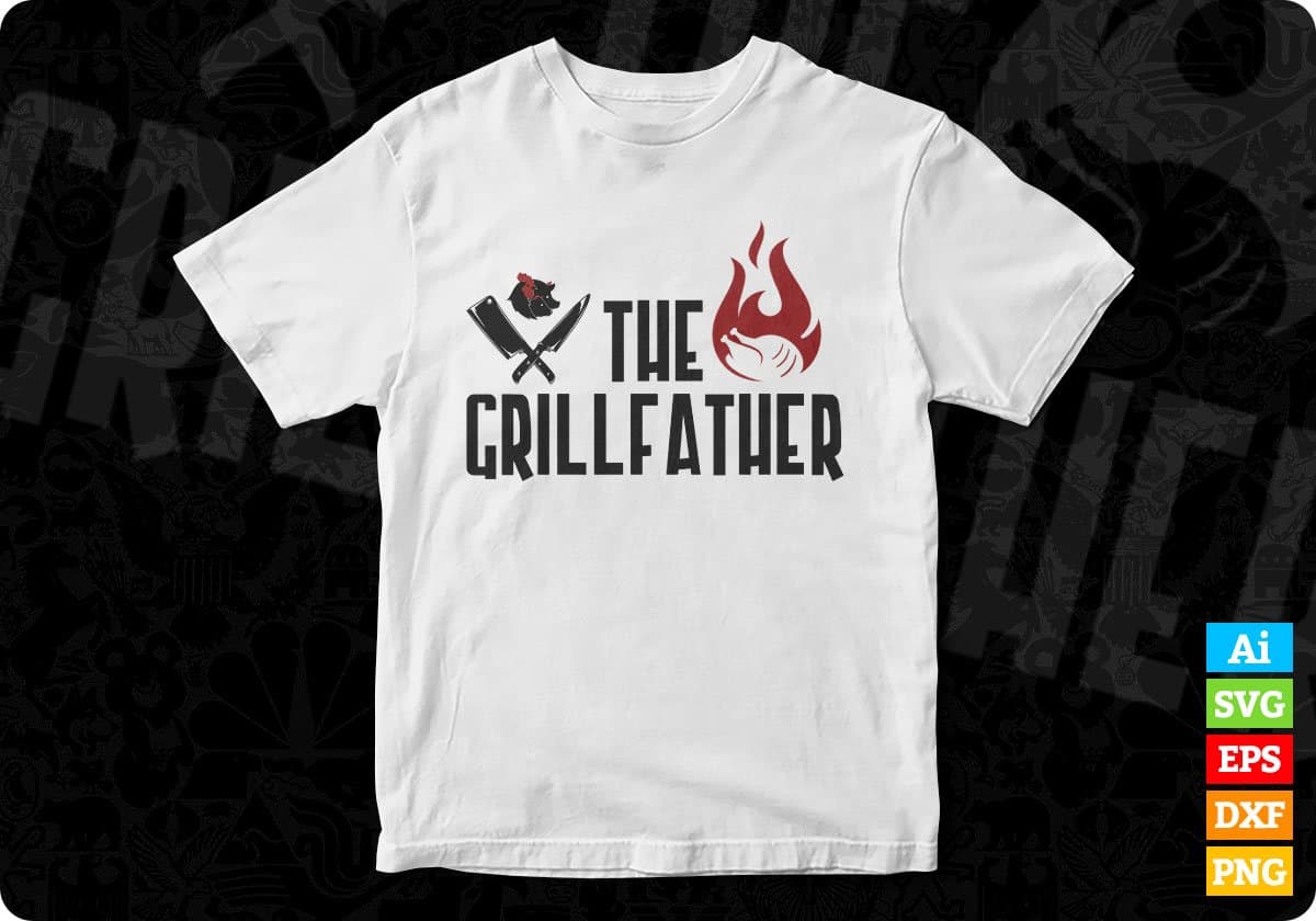 The Grillfather Chef Editable T shirt Design In Ai Svg Png Cutting Printable Files