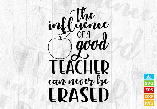 The Influence Of A Good Teacher Can Never Be Erased Editable T shirt Design In Ai Svg Png Cutting Printable Files