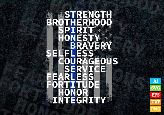 Thin Blue Line Law Enforcement Gear USA Flag Editable Vector T shirt Design in Ai Png Svg Files.