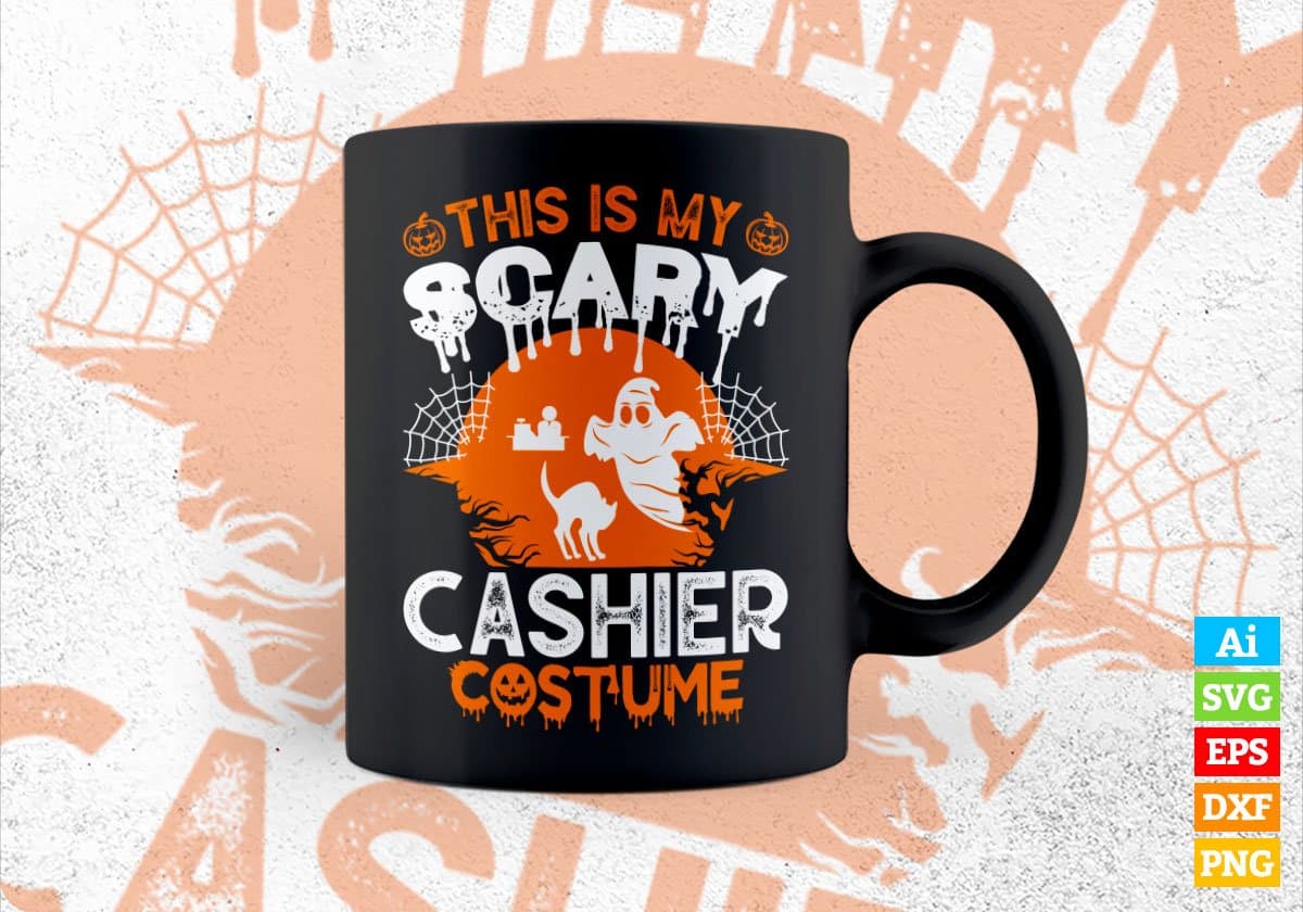 This Is My Scary Cashier Costume Happy Halloween Editable Vector T-shirt Designs Ai Svg Files
