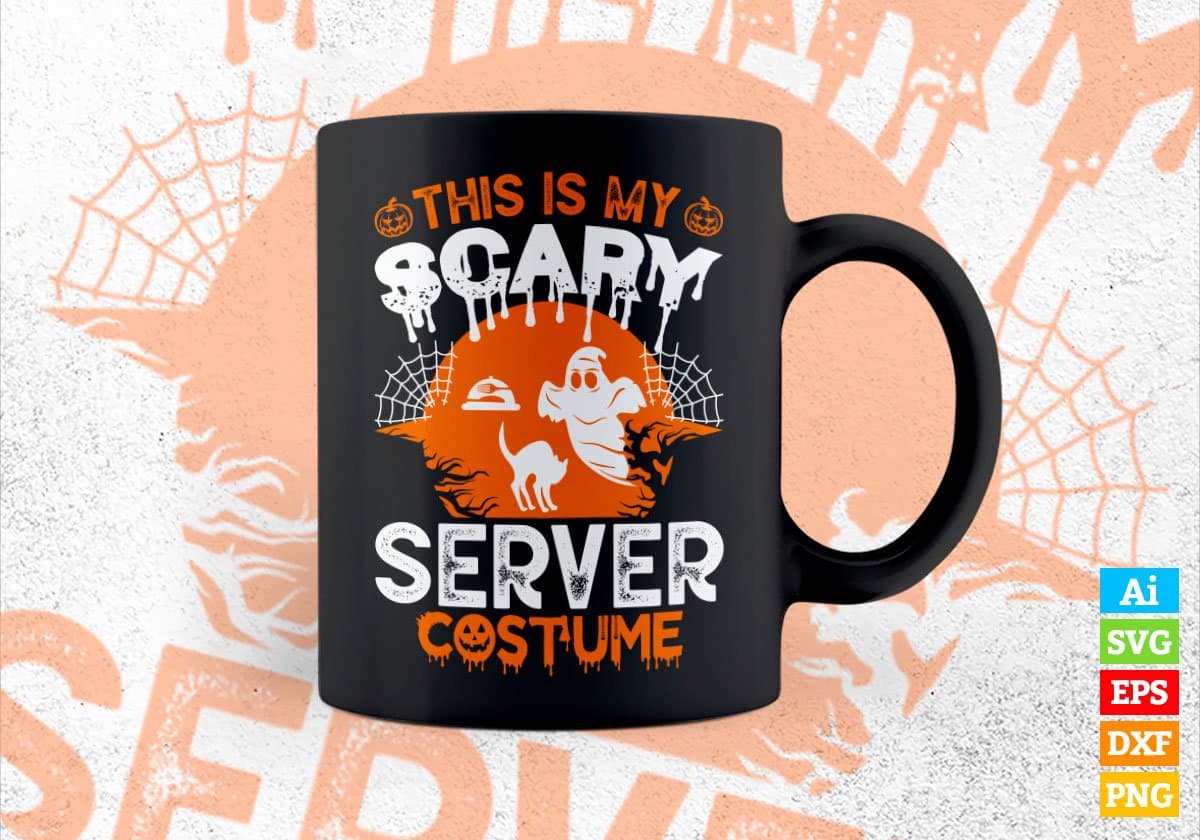 This Is My Scary Server Costume Happy Halloween Editable Vector T-shirt Designs Png Svg Files