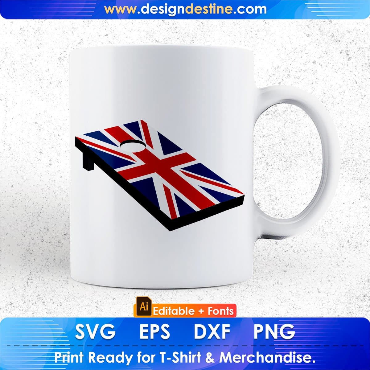 UK Flag Cornhole Editable T shirt Design In Ai Svg Png Cutting Printable Files