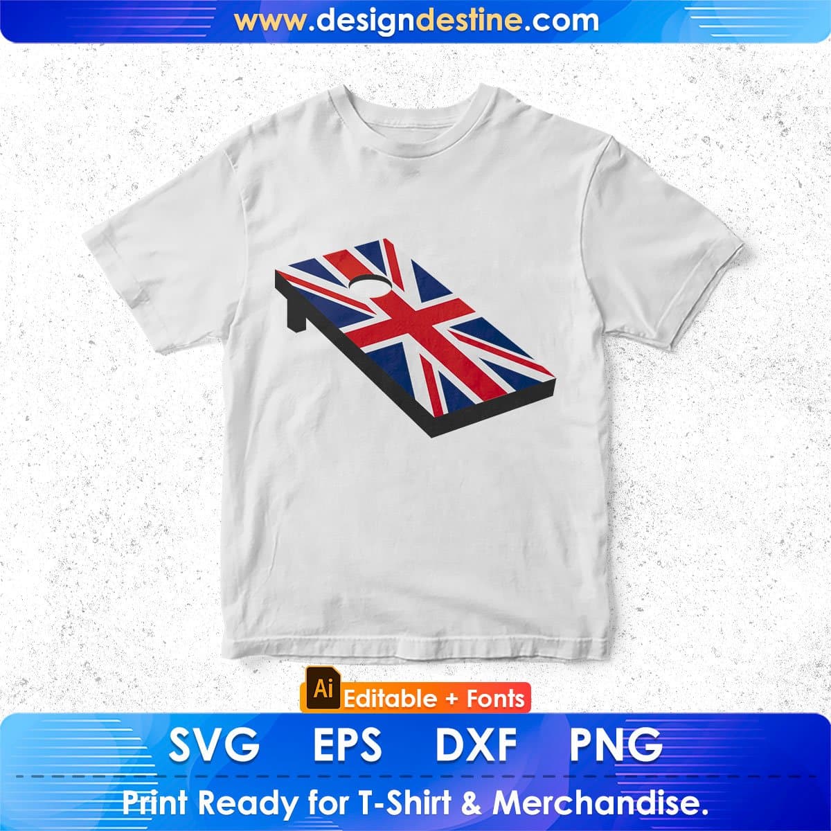 UK Flag Cornhole Editable T shirt Design In Ai Svg Png Cutting Printable Files