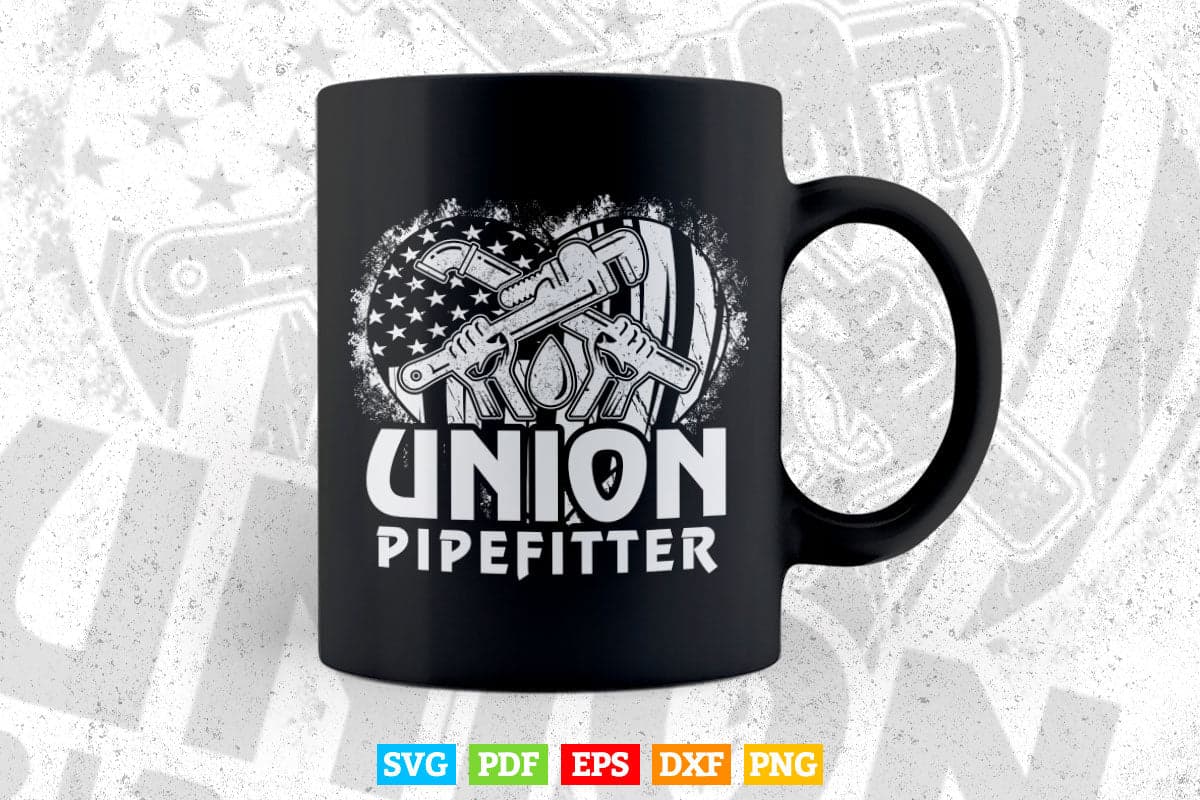 Union Pipefitter Plumber Plumbing USA Flag Pipe Fitter Svg Png Cut Files.