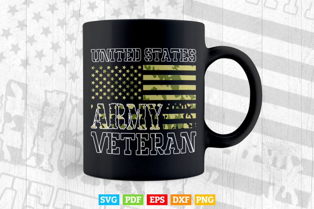 United State Army Veteran Usa Flag Svg Png Cut Files.