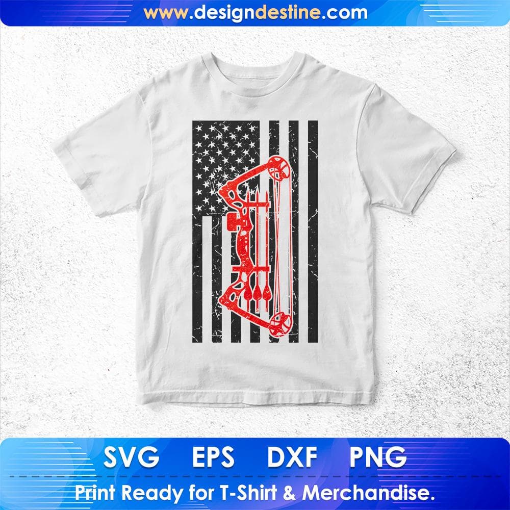 USA Flag Bow Hunting T shirt Design Svg Cutting Printable Files