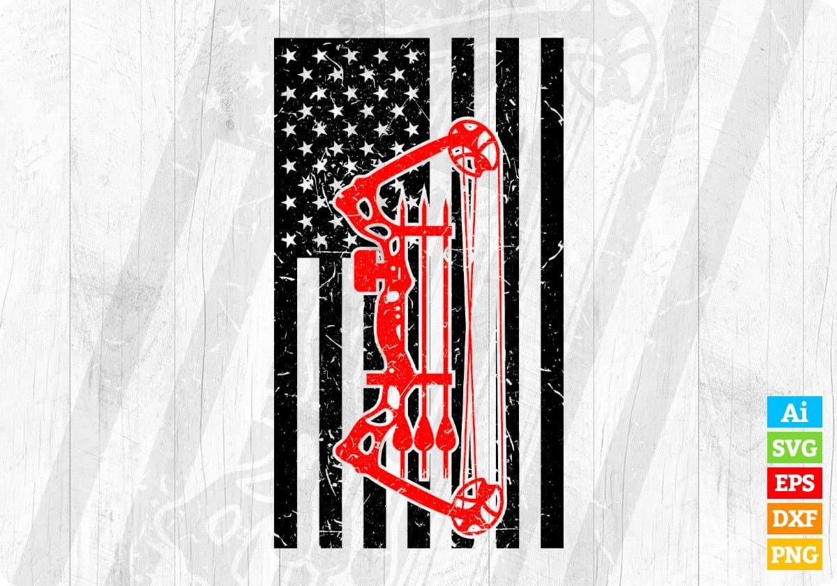 USA Flag Bow Hunting T shirt Design Svg Cutting Printable Files