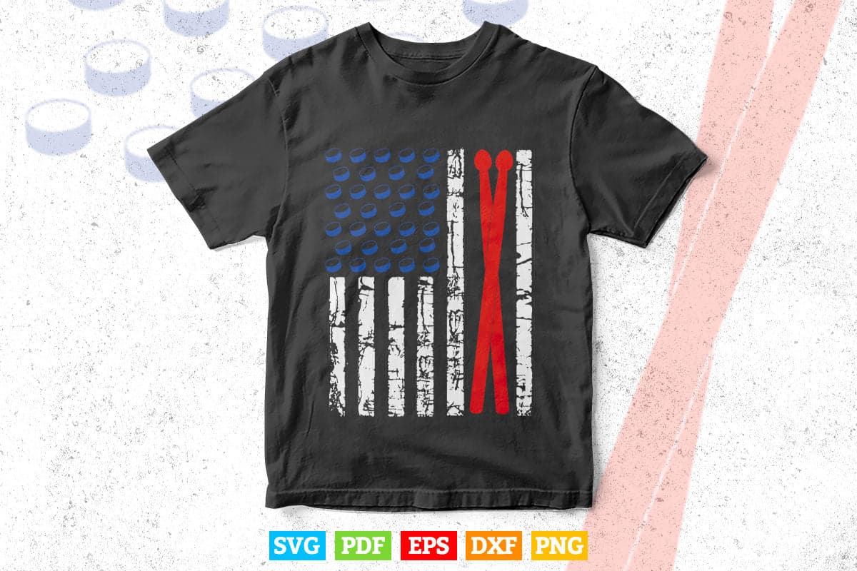 USA Flag Cool Drummer Art For Men Women Drumming Percussion Drumstick Svg T shirt