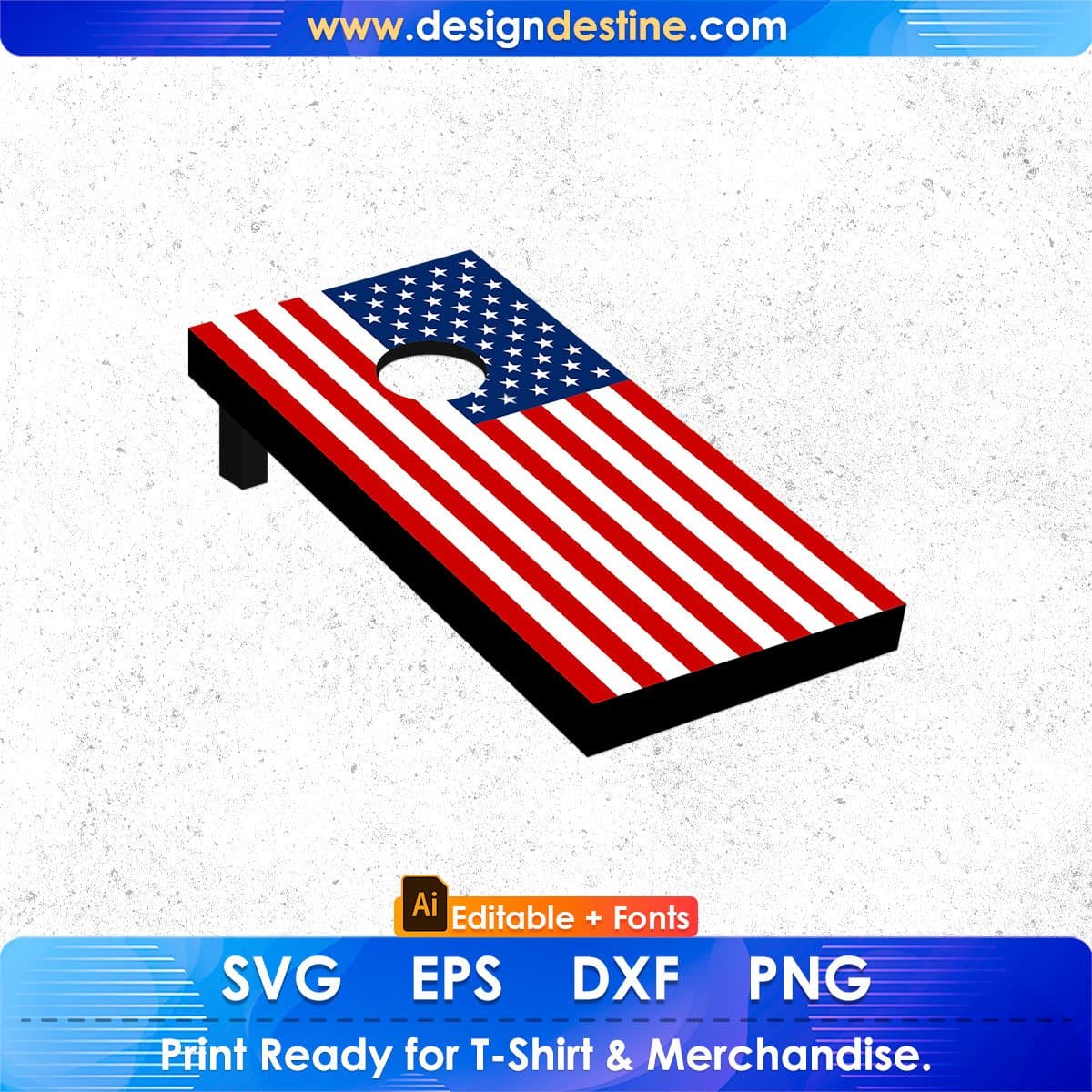 USA Flag Cornhole Editable T shirt Design In Ai Svg Png Cutting Printable Files