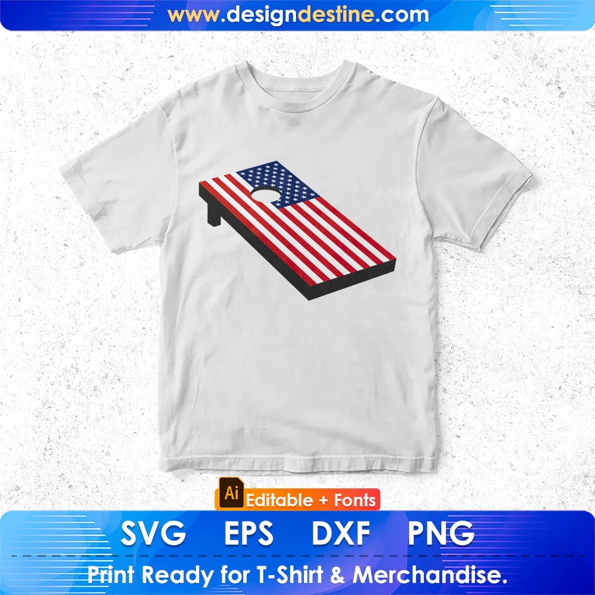 USA Flag Cornhole Editable T shirt Design In Ai Svg Png Cutting Printable Files