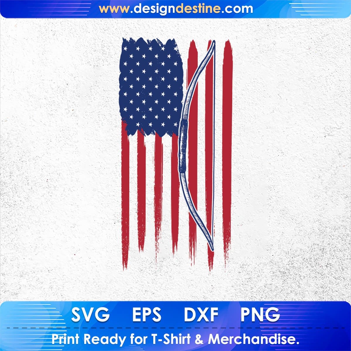 USA Flag With Bow Hunting 4th of July T shirt Design In Svg Printable Files