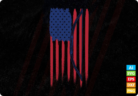 USA Flag With Bow Hunting 4th of July T shirt Design In Svg Printable Files