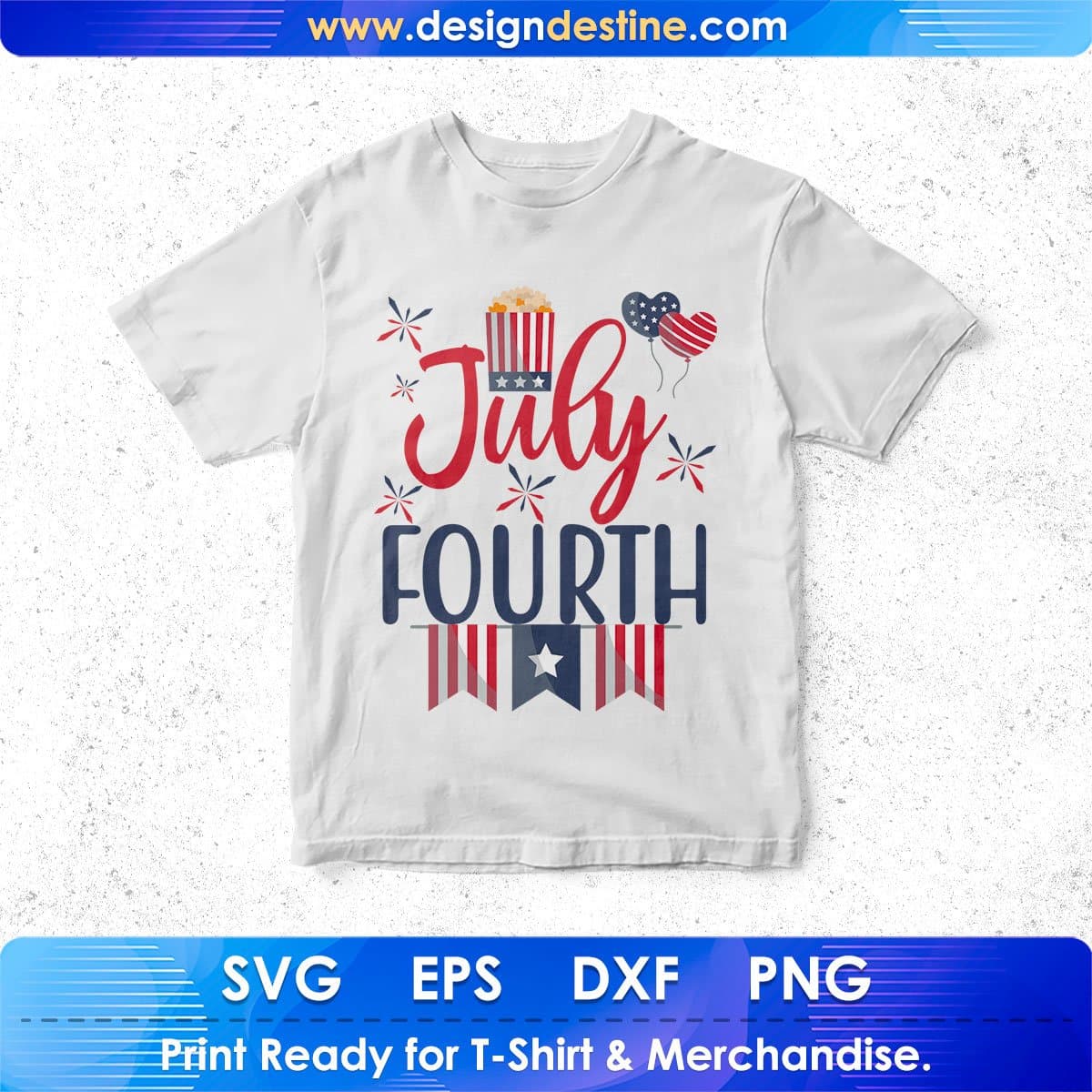 USA Flag With July Fourth T shirt Design In Svg Png Cutting Printable Files