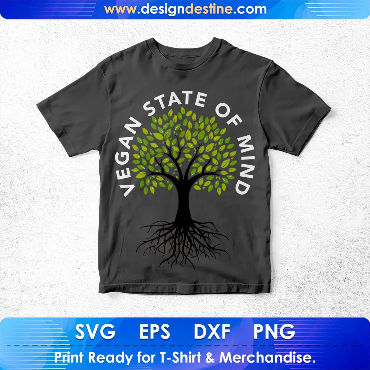 Vegan State Of Mind T shirt Design In Png Svg Cutting Printable Files