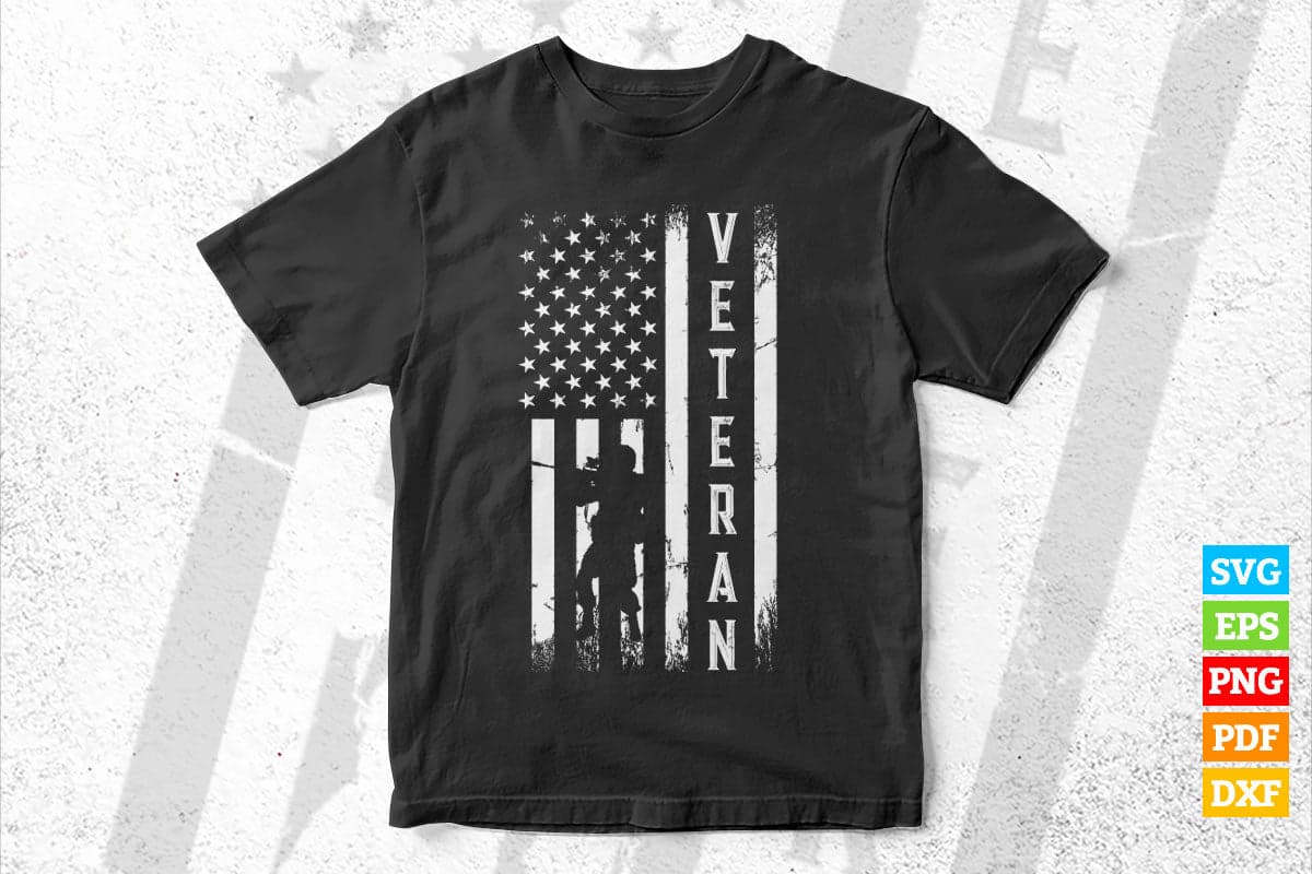 Veteran American Flag T shirt Design Png Svg Printable Files