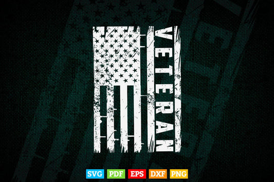 Veteran Patriotic U.S Army American Flag 4th of july In Svg Png Files.