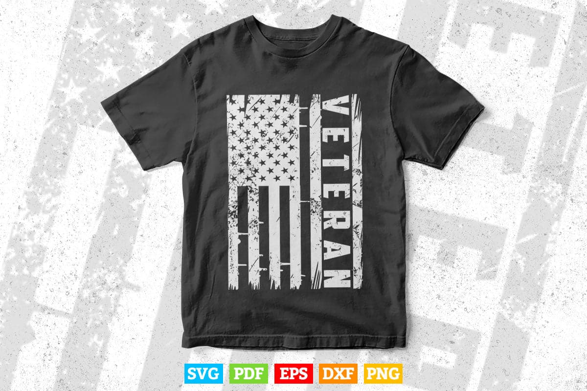 Veteran Patriotic U.S Army American Flag 4th of july In Svg Png Files.