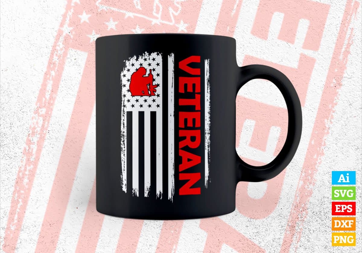 Veteran USA Flag Proud Professions Gift Editable Vector T-shirt Design in Ai Svg Files