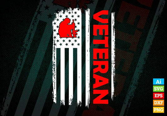 Veteran USA Flag Proud Professions Gift Editable Vector T-shirt Design in Ai Svg Files