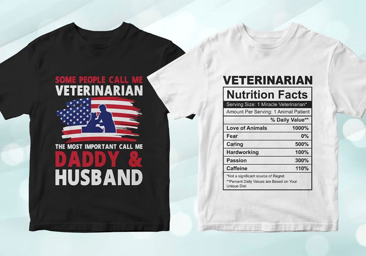 Veterinarian 25 Editable T-shirt Designs Bundle