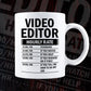 Video Editor Hourly Rate Editable Vector T-shirt Design in Ai Svg Files