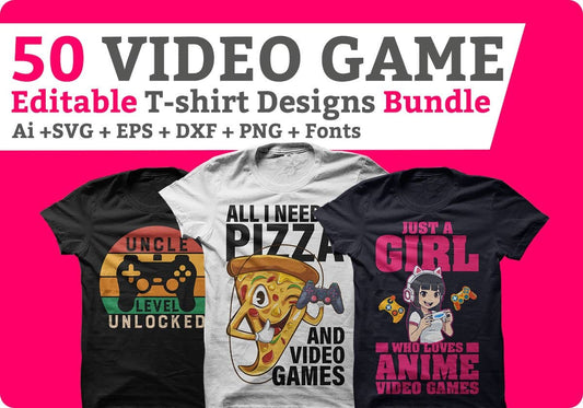 50 Video Game Editable Design Bundle