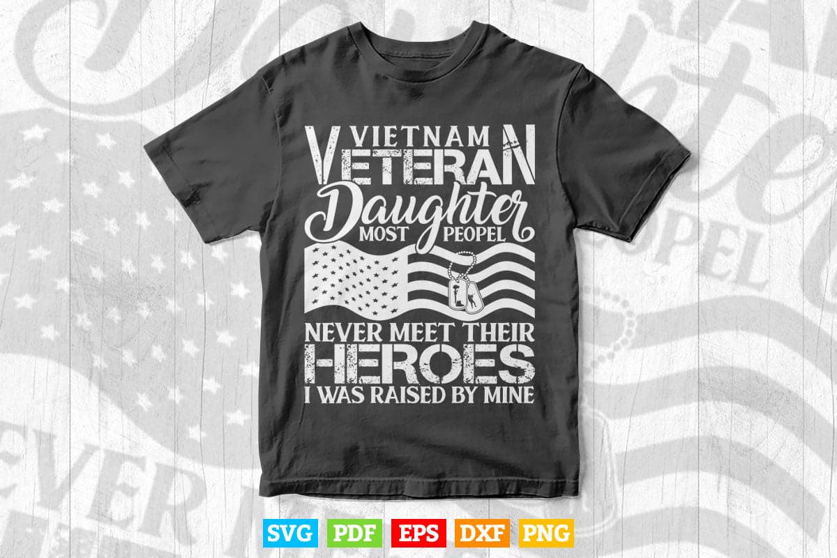 Vietnam Veteran Daughter Raised By My Hero Svg T shirt Design.