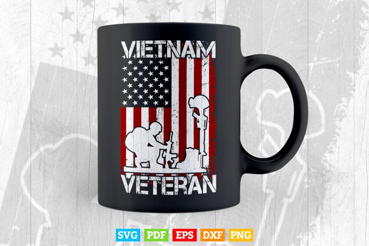 Vietnam Veteran US Flag Gift Vietnam War Vet Svg T shirt Design.