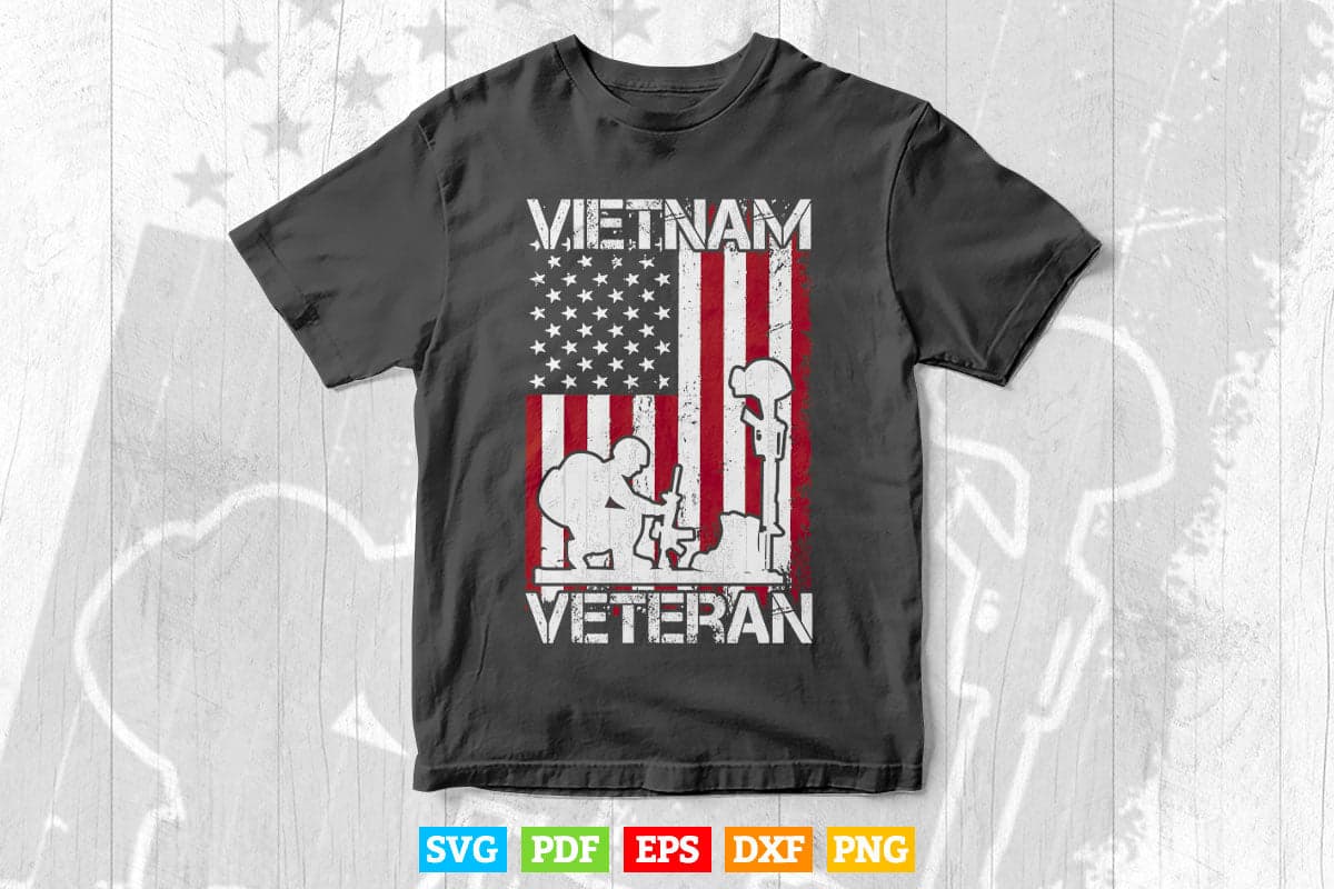 Vietnam Veteran US Flag Gift Vietnam War Vet Svg T shirt Design.