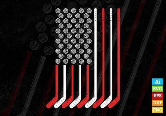 Vintage American Flag Hockey 4th Of July Editable Vector T shirt Design In Svg Png Printable Files