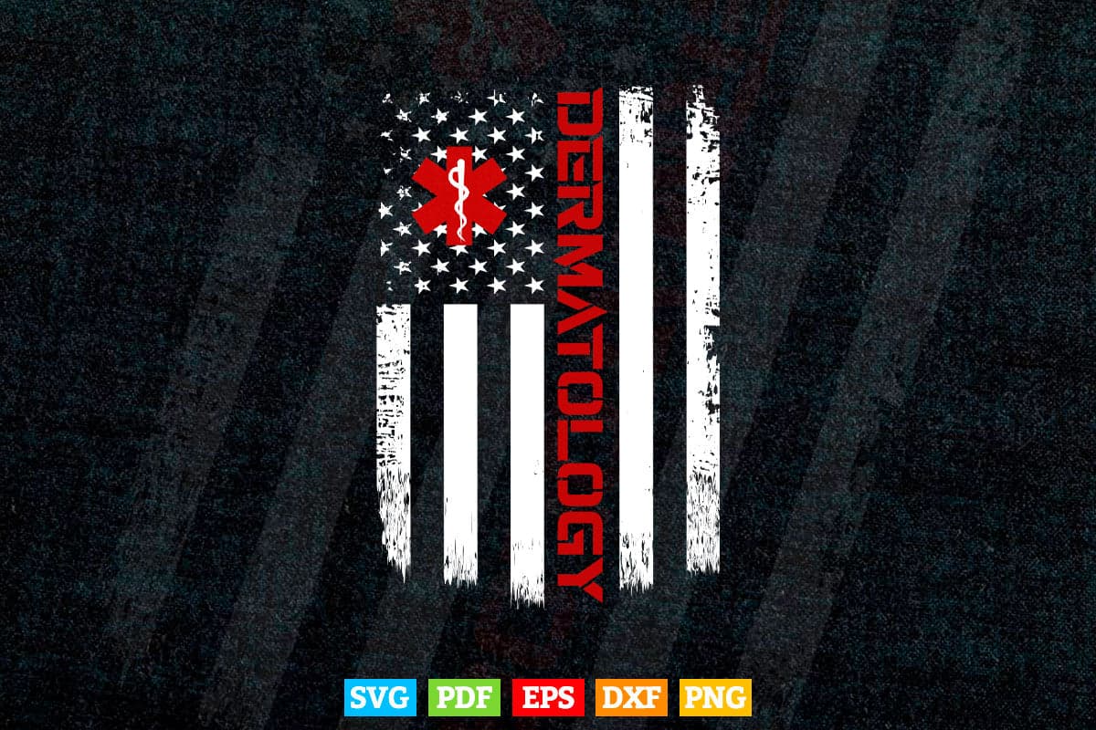 Vintage Dermatology Doctor American Flag Dermatologist Svg Png Files.