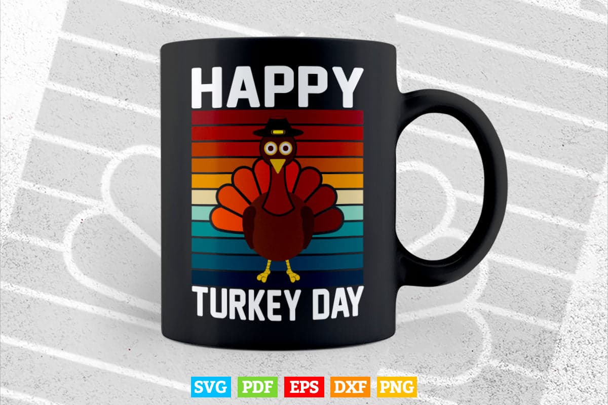 Vintage Happy Turkey Day Thanksgiving Day Boys Girls Kids Svg Png Cut Files.