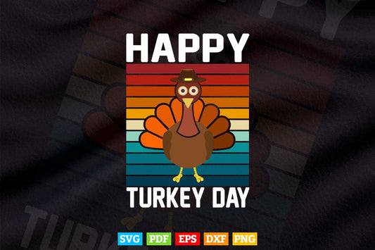 Vintage Happy Turkey Day Thanksgiving Day Boys Girls Kids Svg Png Cut Files.