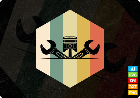 Vintage Mechanic T shirt Design In Png Svg Cutting Printable Files