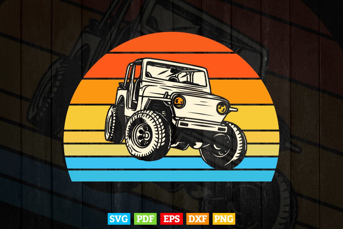 Vintage Monster Truck American Trucker Racing In Svg Png Files.
