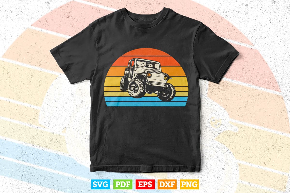 Vintage Monster Truck American Trucker Racing In Svg Png Files.