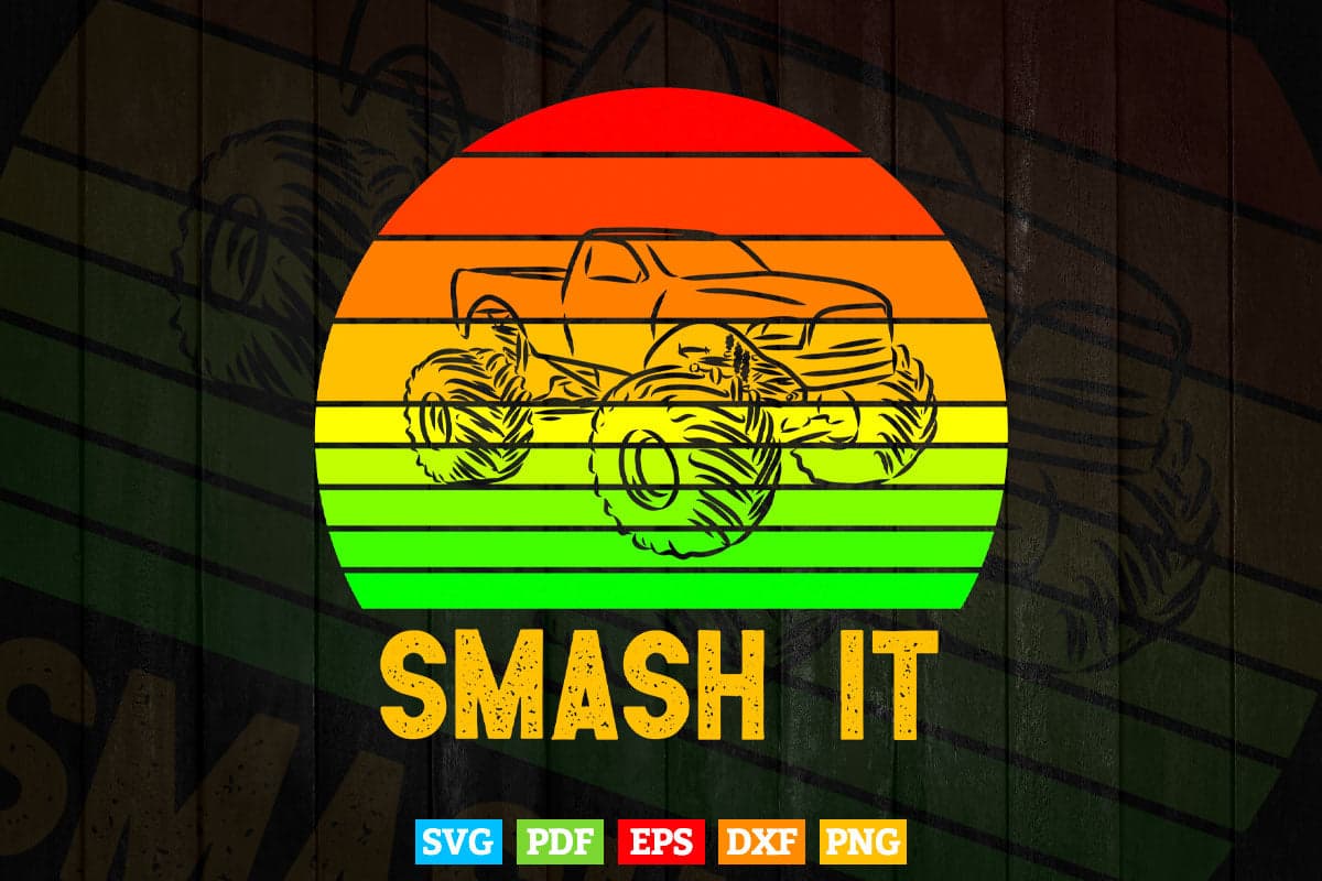 Vintage Monster Truck Pumpkin Smash It In Svg Png Files.
