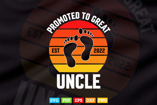 Vintage Promoted To Great Uncle Est 2022 Svg T shirt Design.